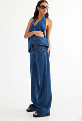 SALE - LIONESS - HILLS HALTER DARK DENIM